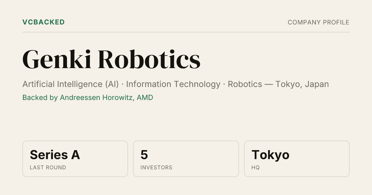 Genki Robotics Funding & Investors - Series A - Tokyo | VCBacked