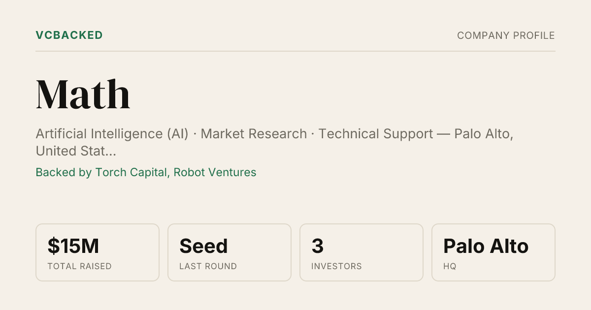 Math Funding: $15M Seed (Mar 2026) & Investors | VCBacked