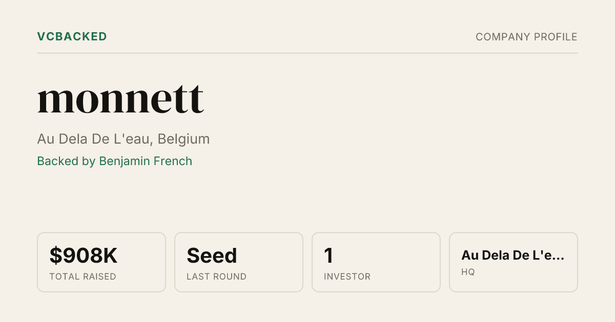 monnett Funding: $908K Seed (Jun 2026) & Investors | VCBacked