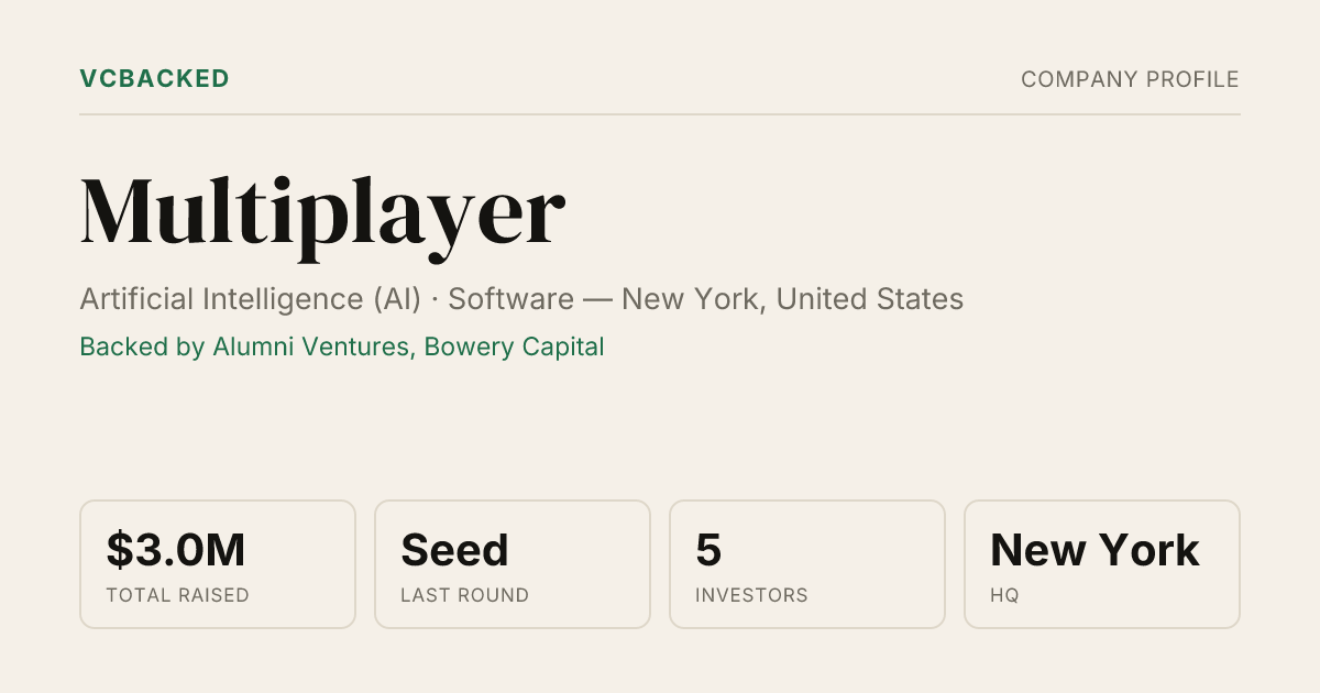 Multiplayer Funding: $3M Seed (Aug 2023) & Investors | VCBacked
