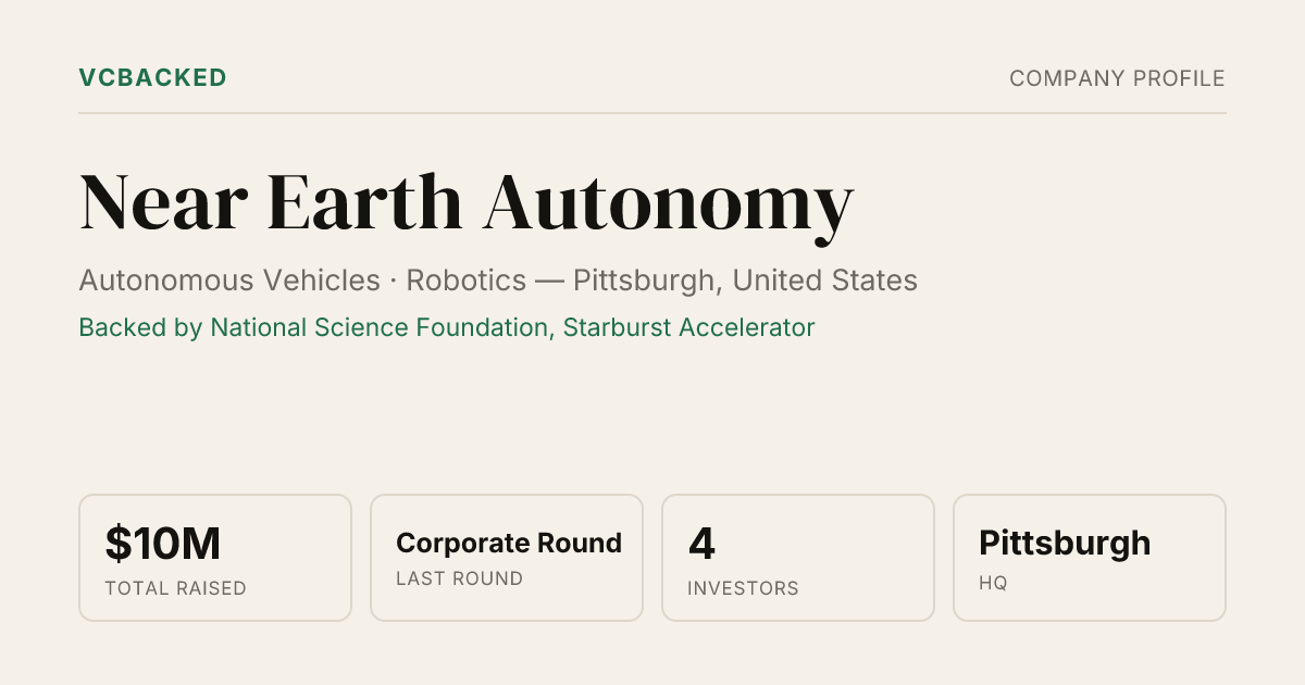 Near Earth Autonomy Funding & Investors - Corporate Round - Pittsburgh ...
