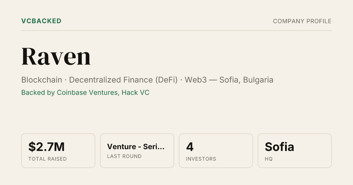Raven Funding: $2.7M Venture Round (Sep 2026) & Investors | VCBacked